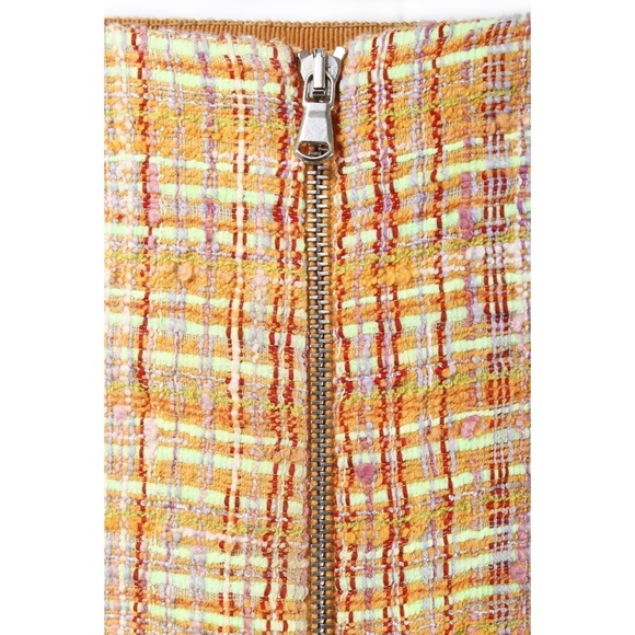 CARVEN Orange Boucle Tweed A-Line 2 Pocket Skirt - Picture 5 of 5